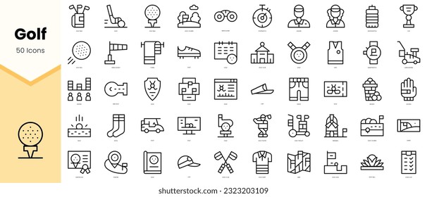 Set of golf Icons. Simple line art style icons pack. Vector illustration