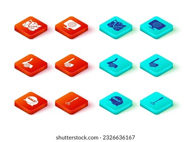 Indique la etiqueta de golf, el club, con bola y el icono de diseño del campo. Vector