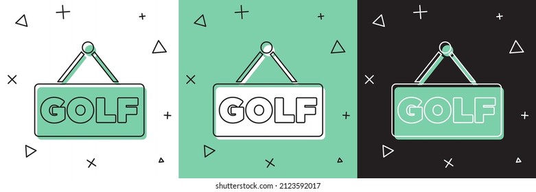 Set Golf label icon isolated on white and green, black background.  Vector
