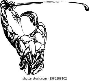 set of golf player with sport game theme.A man in a cap plays golf. Golf player, abstract isolated vector silhouette.