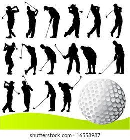 set of golf player vector