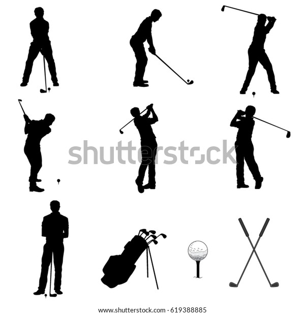 Set Golf Players Silhouette Vector Image Stock Vector (Royalty Free ...