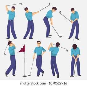 Set of golf players. Vector illustration