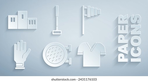Set Golf sport club, flag, glove, shirt,  and Award over sports winner podium icon. Vector