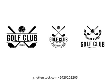 set of golf sport logo design vintage retro