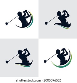 Set of Golf Sport Silhouette Logo Design Template