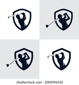 Set of Golf Sport Silhouette Logo Design Template