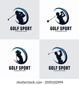 Set of Golf Sport Silhouette Logo Design Template