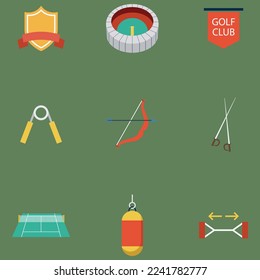 A set of golf themed flat design icons. Sports Flat Design Icon Set - stock illustration.