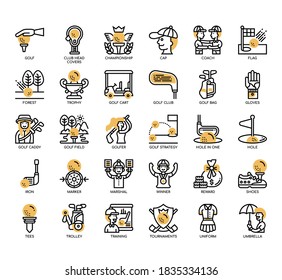 Set of Golf thin line and pixel perfect icons for any web and app project. 