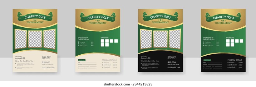 A set of Golf Tournament Flyer design Template, Golf tournament double side or page flyer template Bundle
