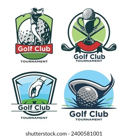 Plantilla de diseño del logotipo del torneo de golf. Logo del campeonato de golf, emblema de bedge.