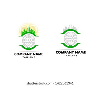 Set of Golf Town Icon Logo Design Element