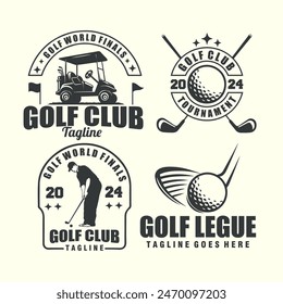 set of golf vintage badge emblem monochrome logo vector illustration