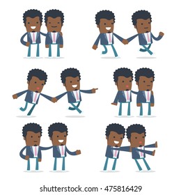 Set of  Good and Careful Character Startup entrepreneur in helps poses for using in presentations, etc.