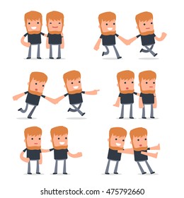 Set of  Good and Careful Character Videobloger in helps poses for using in presentations, etc.