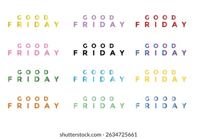 Set of Good Friday Text, Good Friday Typography, Collection of Good Friday Text letters