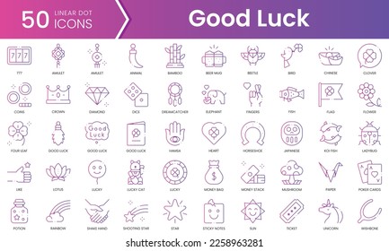 Set of good luck icons. Gradient style icon bundle. Vector Illustration