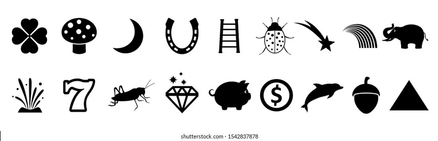 Set of good luck signs of different nations of the world, lacky icons, success signs – stock vector