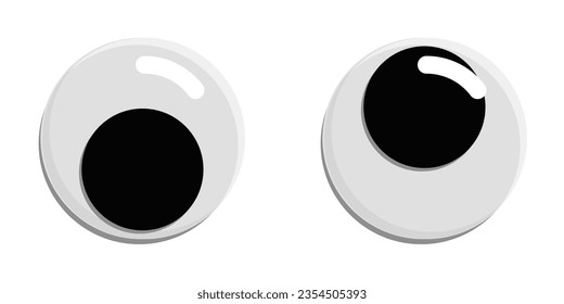 Set Googly Wiggle Crazy Eyes Eyeballs Looking Down Up Right Left Silly Cute Funny Fun Cartoon Vector EPS PNG Transparent No Background Clip Art