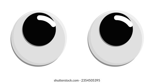 Set Googly Wiggle Crazy Eyes Eyeballs Looking Down Up Right Left Silly Cute Funny Fun Cartoon Vector EPS PNG Transparent No Background Clip Art