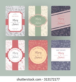 Set of gorgeous cards with hand drawn floral pattern. Great for Save The Date, baby shower, mothers day, valentines day, birthday cards, invitations for special events and celebrations.