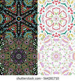 Set of gorgeous seamless patchwork patterns. Colorful floral ornament tiles. For different design uses, as wallpaper, pattern fills, web page background, surface textures for print and dalle.
