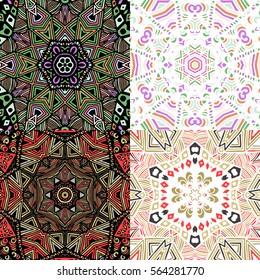 Set of gorgeous seamless patchwork patterns. Colorful floral ornament tiles. For different design uses, as wallpaper, pattern fills, web page background, surface textures for print and dalle.