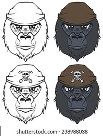 Set gorilla head tattoo. Illustration in vector format