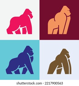 Set of Gorilla, Gorilla Logo. Icon design. Template elements