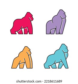 Set of Gorilla, Gorilla Logo. Icon design. Template elements