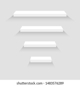 Set of gorizontal white bookshelves for your design