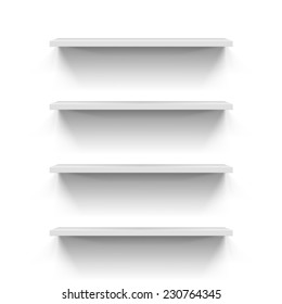 Set Of Gorizontal White Bookshelves For Your Design