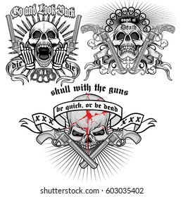 set gothic coat of arms with skull, grunge vintage design t shirts