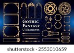 Set of Gothic Fantasy Elements for user interface, poster, video. Fantasy magic HUD. Template for rpg game interface. Vector Illustration EPS10