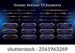 Set of Gothic Fantasy Elements for user interface, poster, video. Fantasy magic HUD. Template for rpg game interface. Vector Illustration EPS10