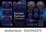 Set of Gothic Fantasy Elements for user interface, poster, video. Fantasy magic HUD. Template for rpg game interface. Vector Illustration EPS10