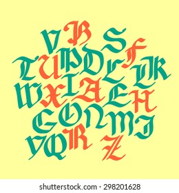 Set Gothic font. Creative hand-drawn Gothic font. Old Gothic letters.