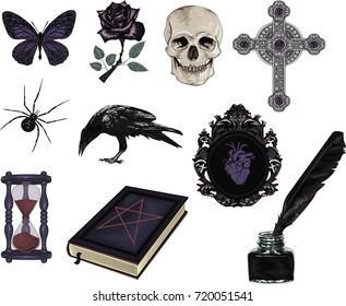 Set Of Gothic  Icons -Stylized Vector Icon For Design