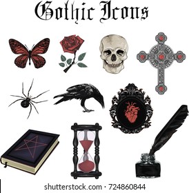 Set Of Gothic  Icons - Stylized Vector Icon For Design