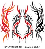 set of Gothic patterns of different colors on a white background