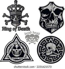 set, gothic sign with skull, grunge vintage design t shirts