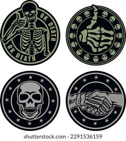 set gothic sign with skull, grunge vintage design t shirts
