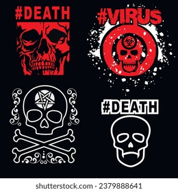 set gothic sign with skull, grunge vintage design t shirts
