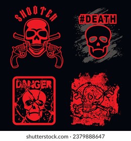 set gothic sign with skull, grunge vintage design t shirts

