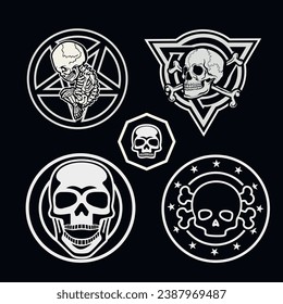 set gothic sign with skull, grunge vintage design t shirts