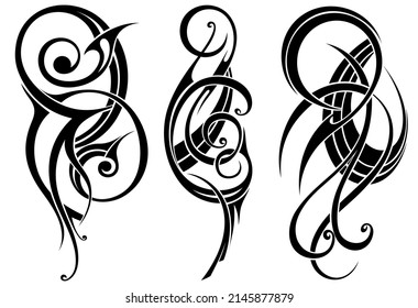 Set of Gothic style tattoo as abstract shape