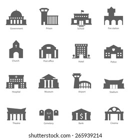 Set of government buildings icons vector illustration