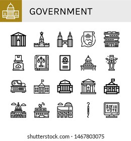 Set of government icons such as White house, Town hall, Kremlin, Petronas twin tower, Vows, Building, Scale, Law book, Cicerone, Government, Politician, Museum, Courthouse , government