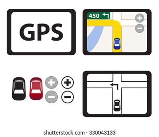 Set of GPS icons isolated object, Vector
